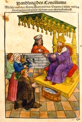 Sigismund performs his feudal duties at the Council of Constance, from 